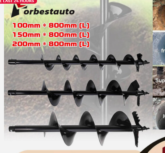 post hole digger auger 100x800mm 20mm